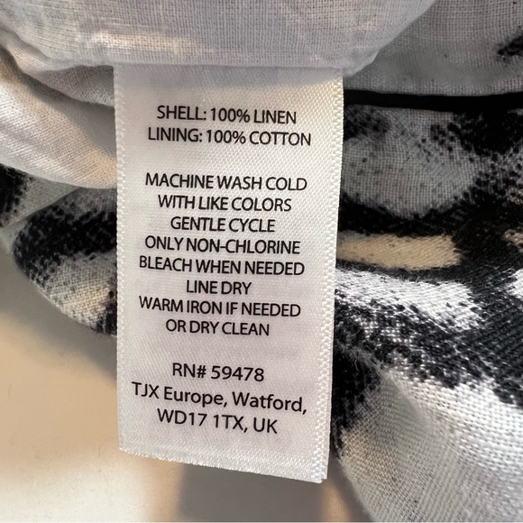 NEW NWT Cynthia Rowley Snakeskin Black/White Sleeveless 100% Linen Dress Size 14 - Picture 12 of 16